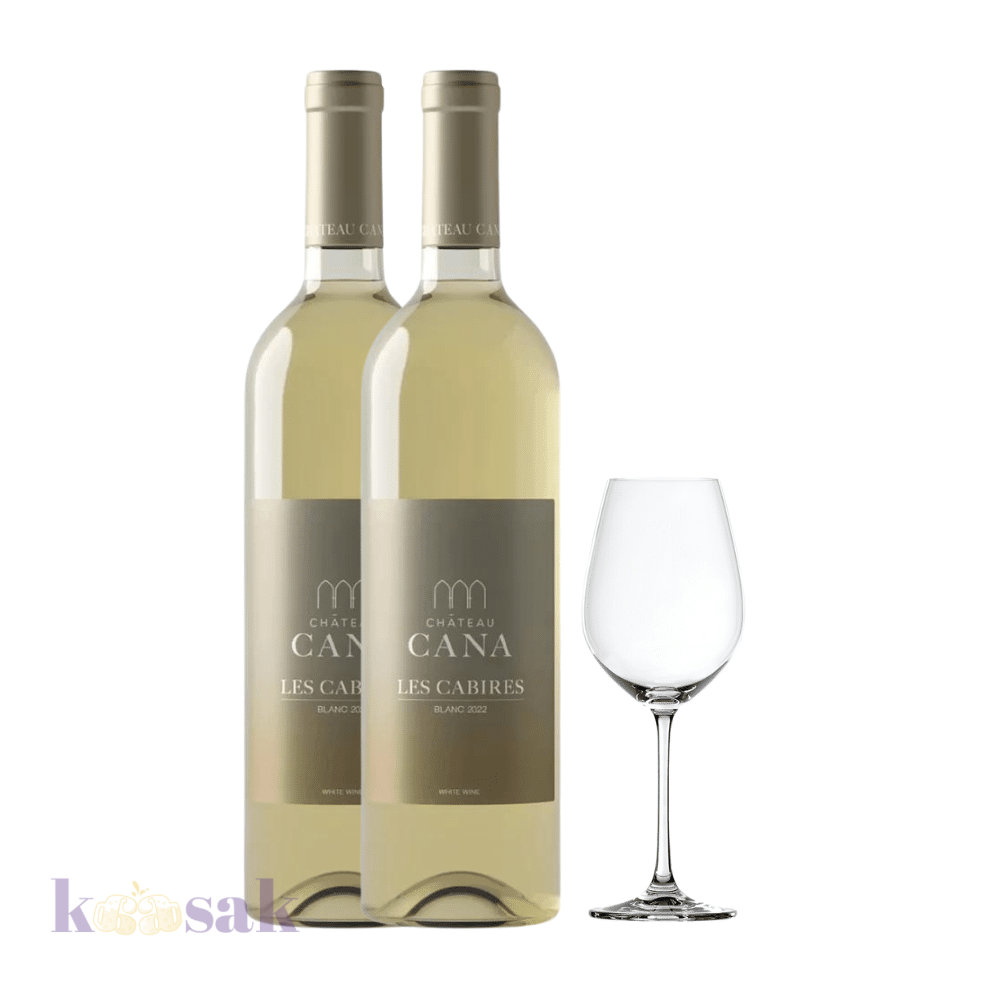 Château Cana - Les Cabires Blanc with Wine Glass