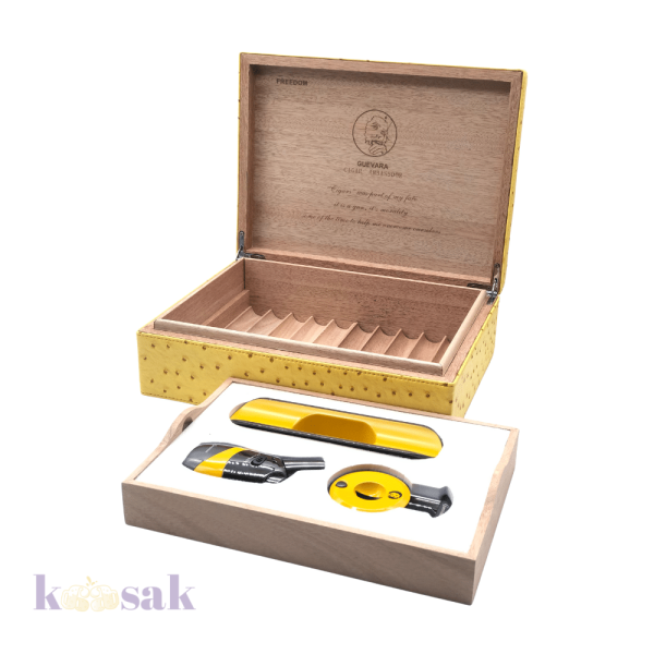 Guevara Display Humidor – Yellow Leather