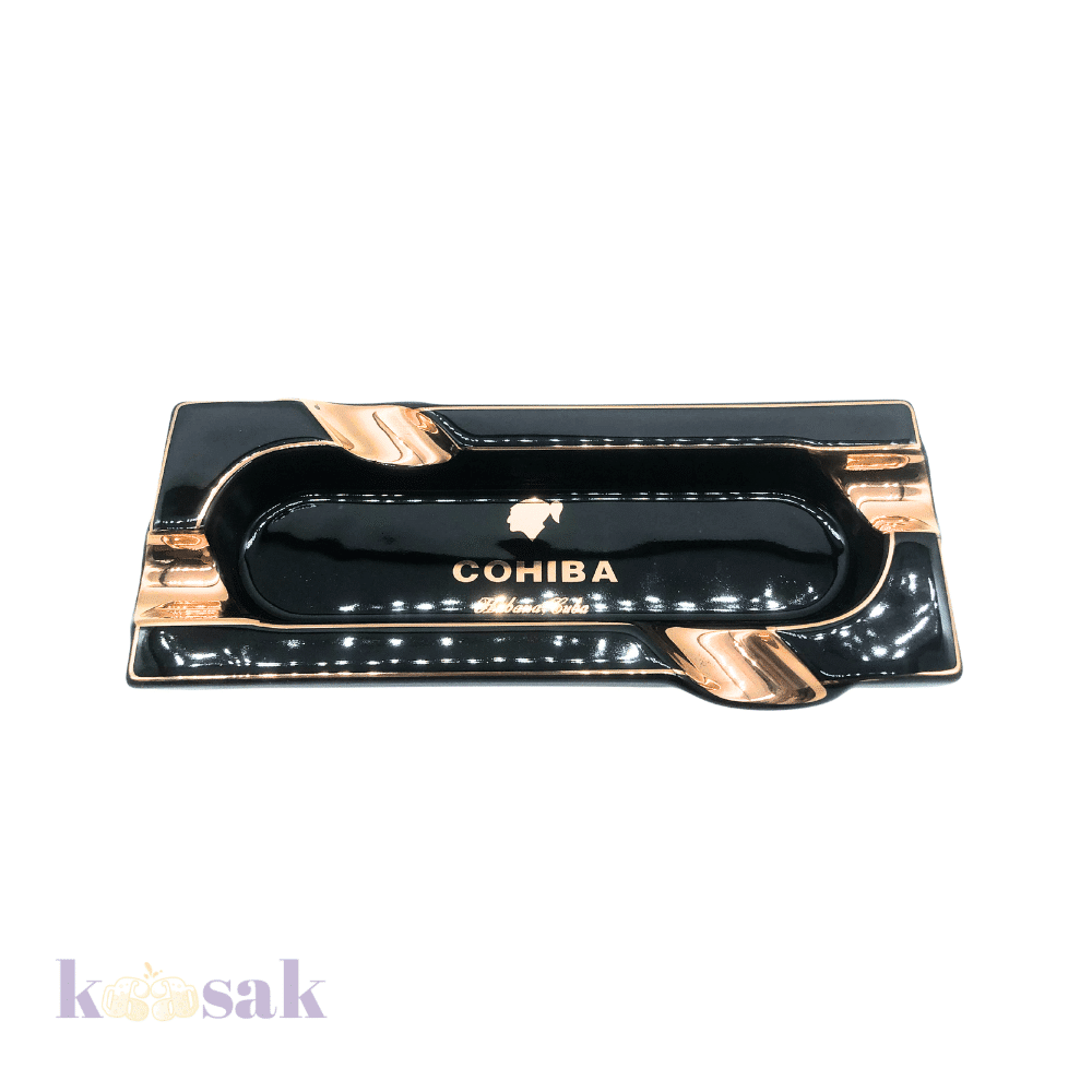 Cohiba Rectangle Ceramic Ashtray - Black