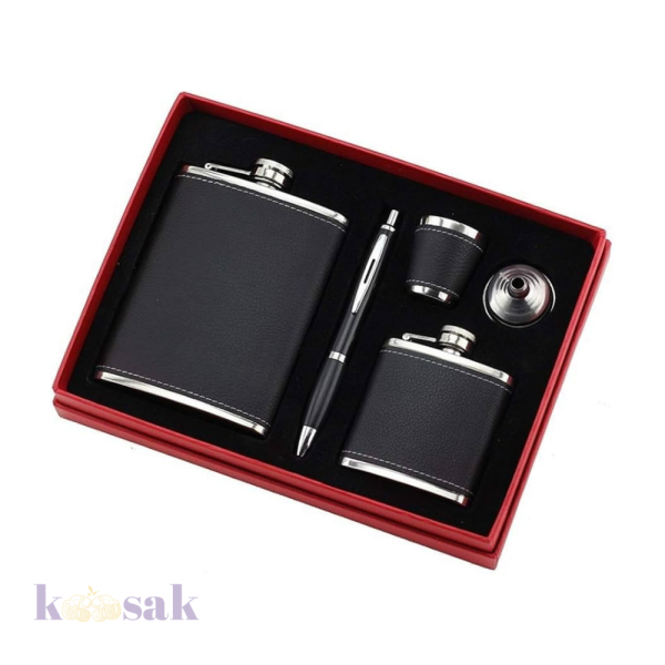 Stainless Steel Flask Set with Pin