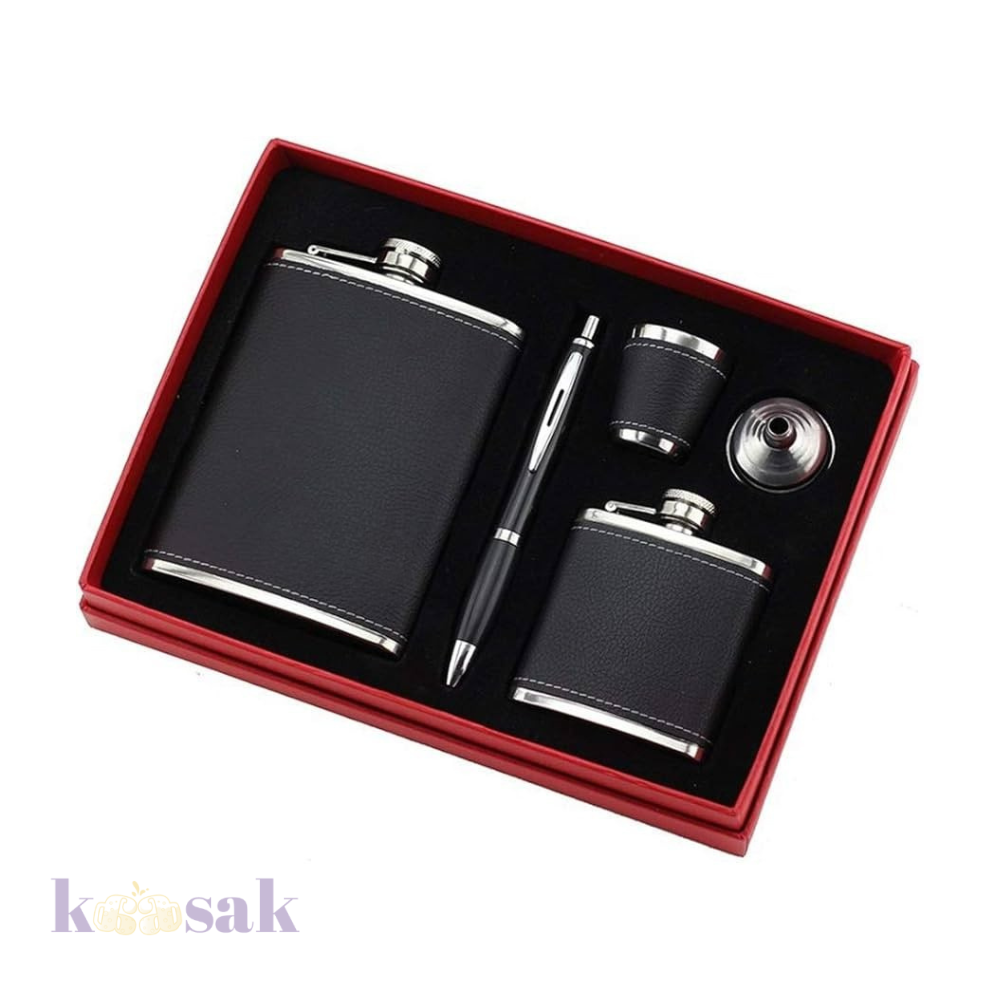 Stainless Steel Flask Set with Pin