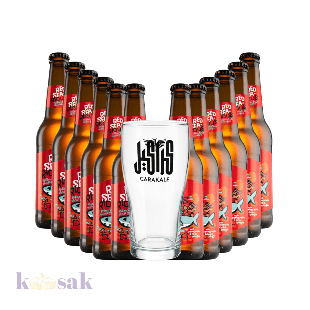 Carakale Red Sea-rious Bottles x 12 with Glass - 33 cl