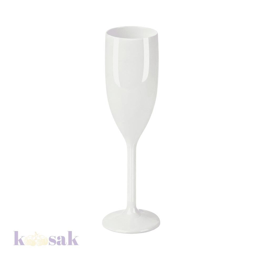 White Plastic Flute Champagne Glasses - 175ml