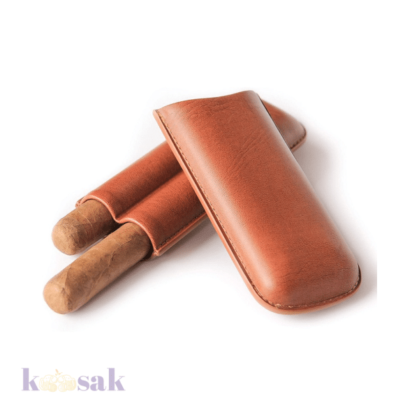 Double Slot Cigar Case – Brown Leather