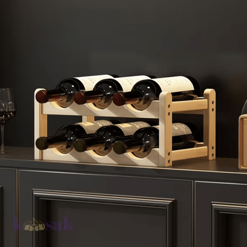 6 Bottles Bamboo Wine Rack