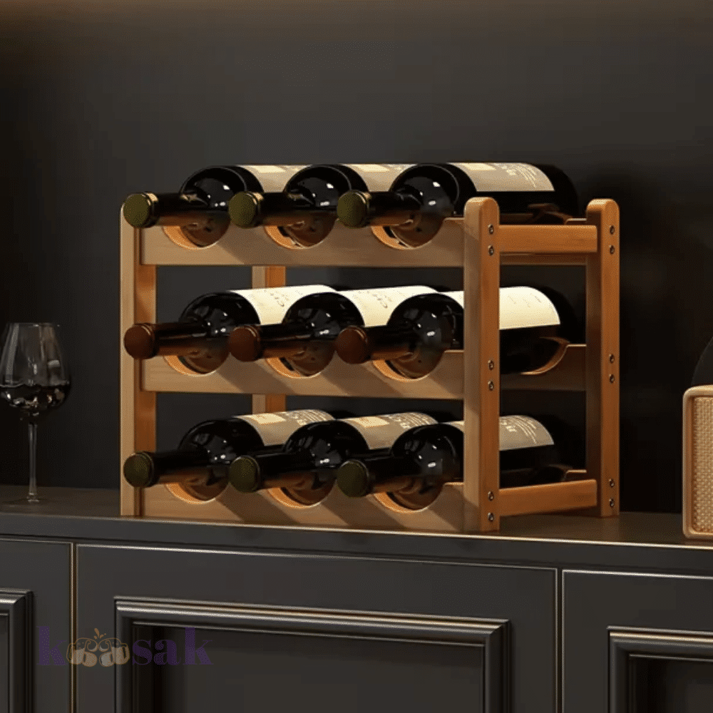 9 Bottles Bamboo Wine Rack