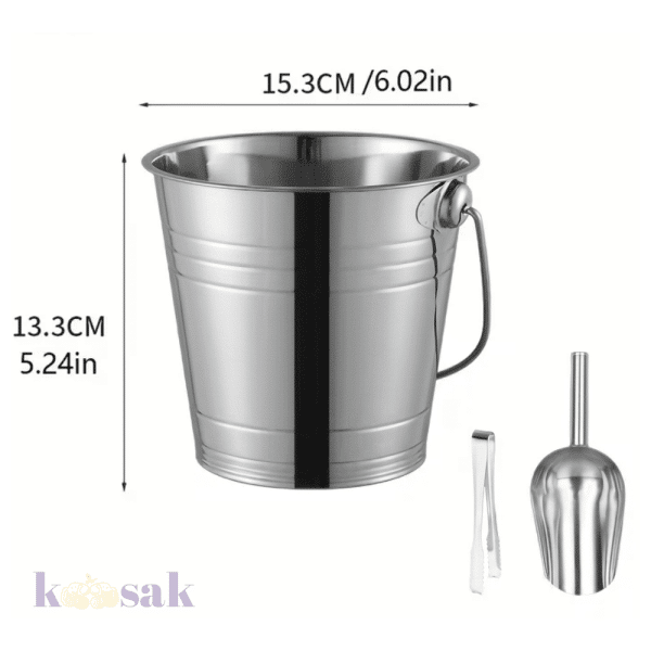 Stainless Steel Ice Bucket 3 Pcs  – 1.5 L
